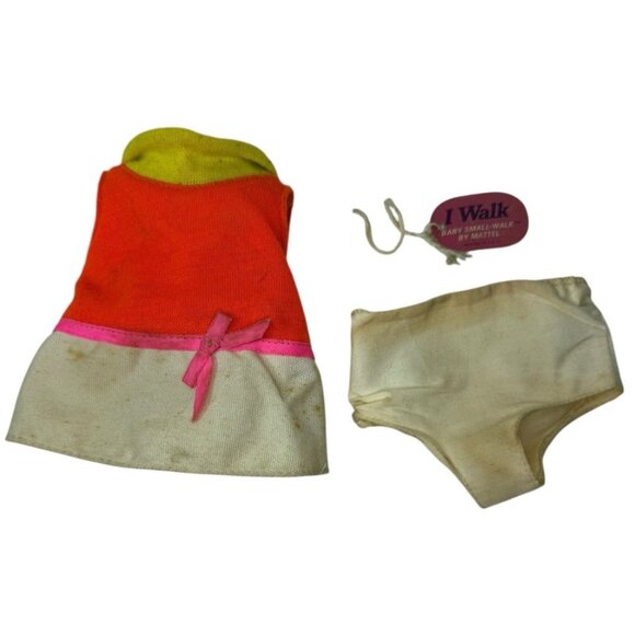 Vintage 1967 Mattel Baby Small Walk Doll TAG + Original Dress & Panties Mod - Picture 1 of 9